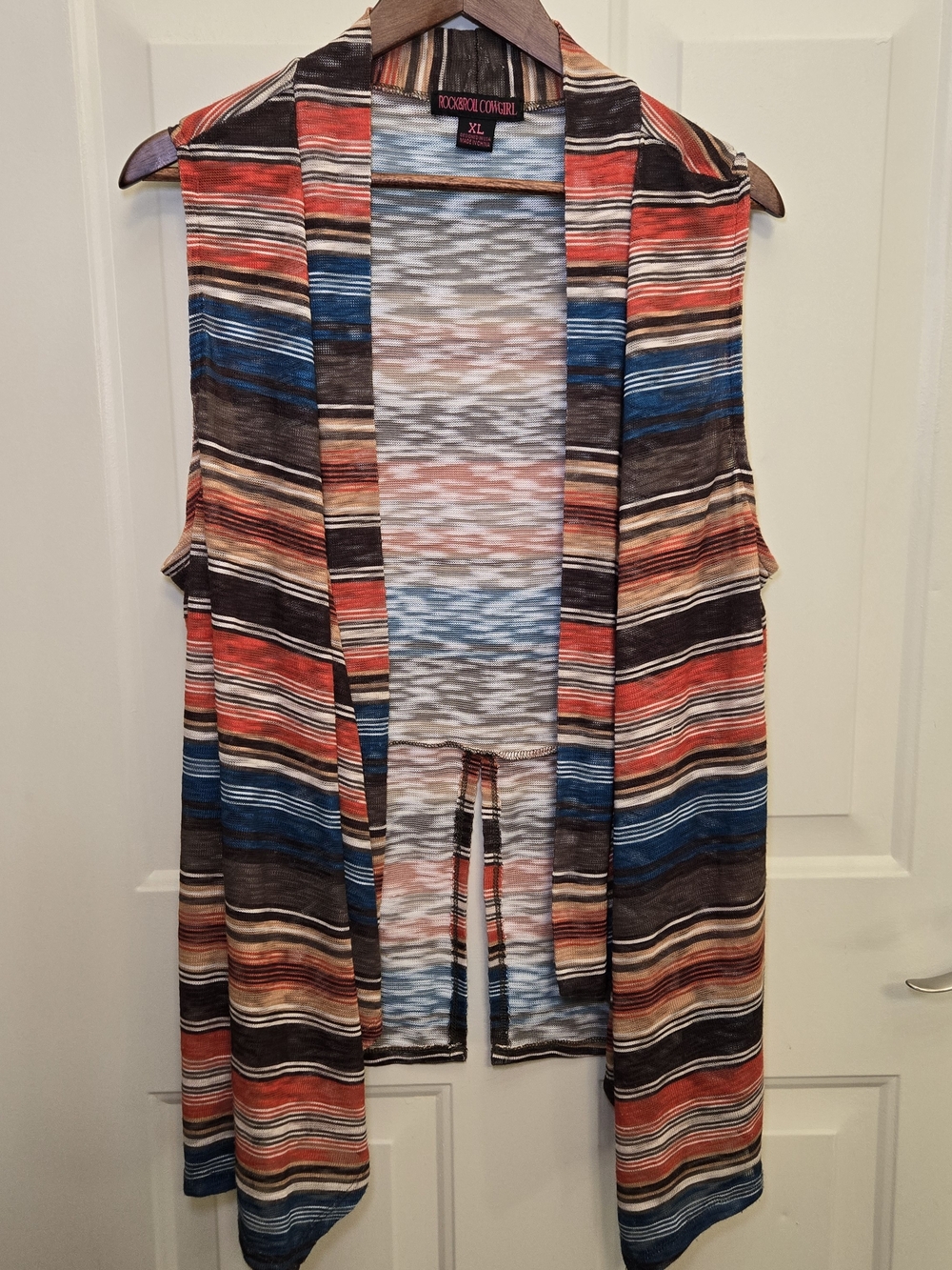 Rock & Roll Cowgirl Sleeveless Vest Southwestern Multicolor Striped Serape Sz XL